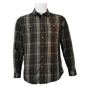 Kuhl Shirt Men's Size Medium Brown Plaid Shattered Flannel Button Double Cloth